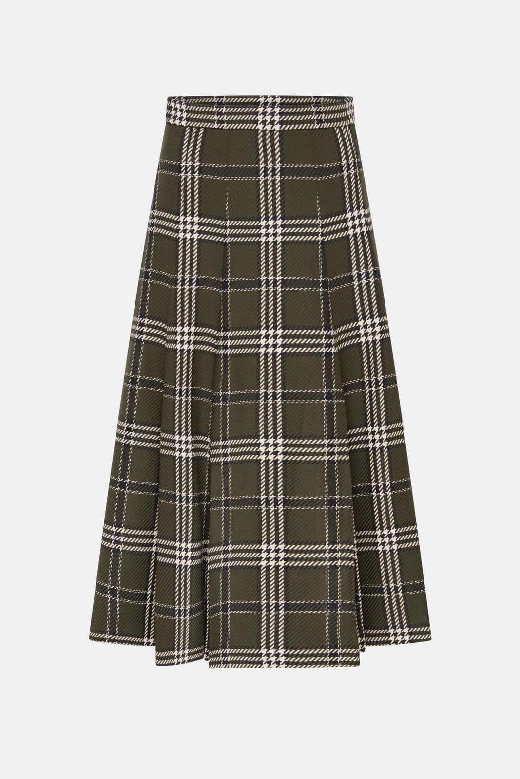 Kensie Skirt In Military Green Shetland Tartan