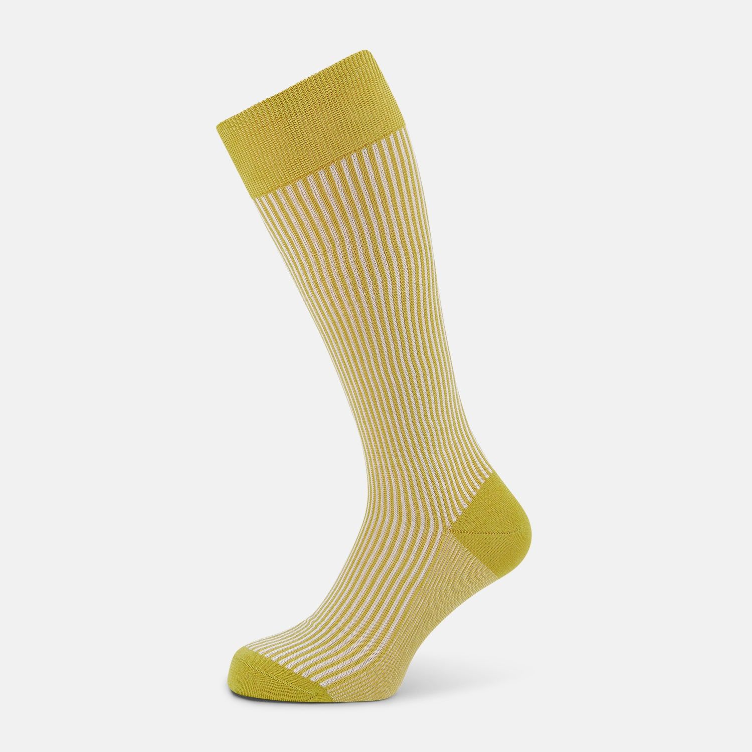 Chartreuse Lemon Striped Mid-Length Socks
