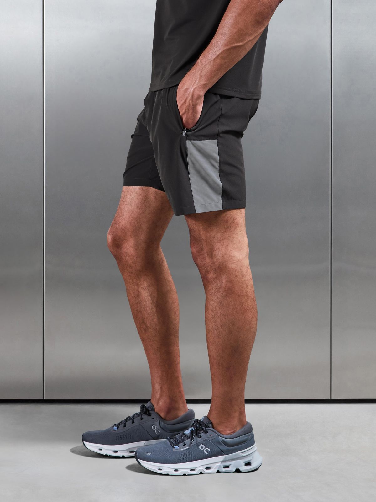 Track Colour Block Active Short in Grey Mid Grey