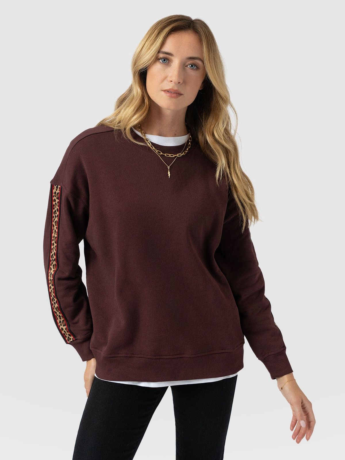 Hoxton Sweatshirt - Maroon - Leopard