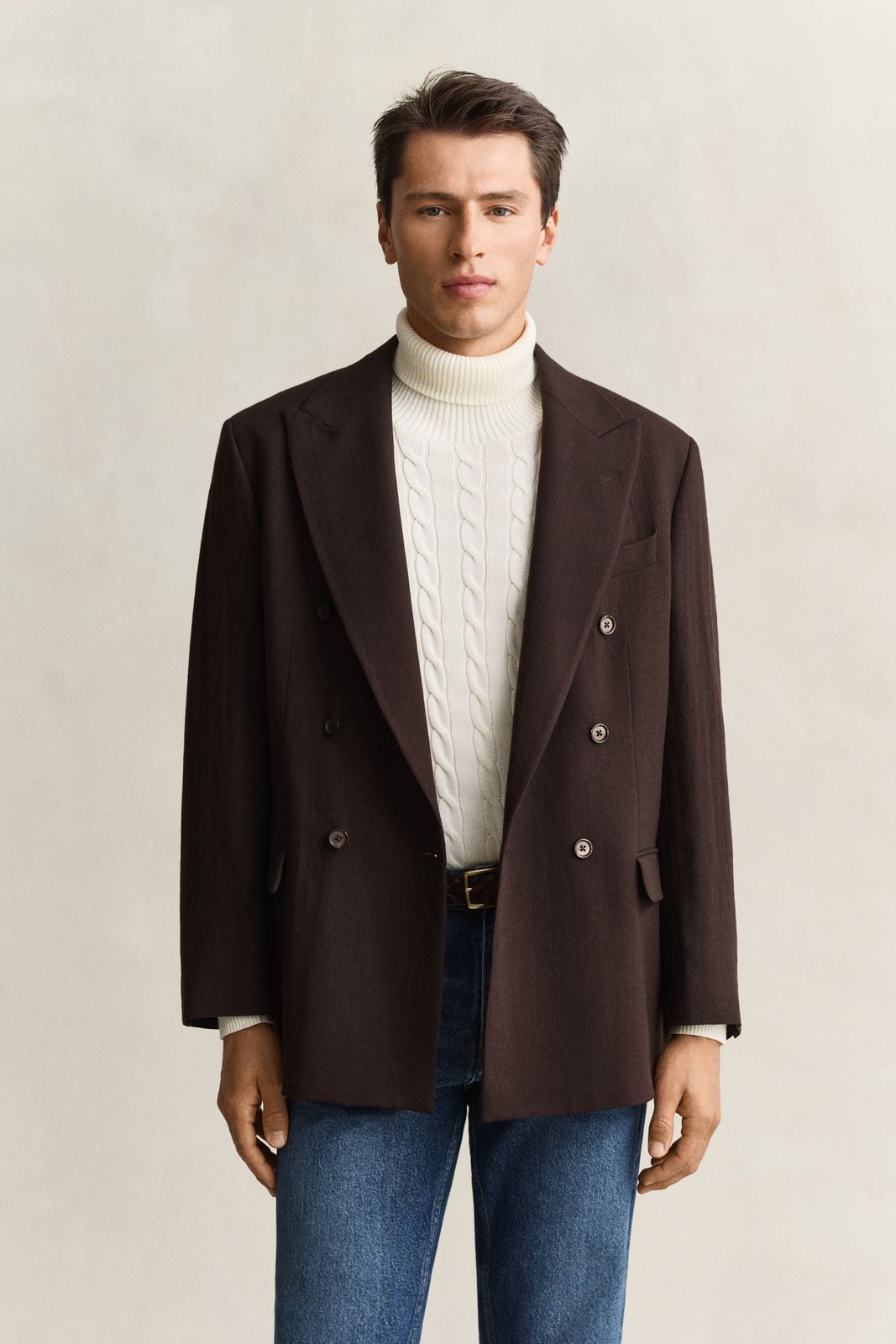 Wool Suit Jacket - SHADOW BROWN