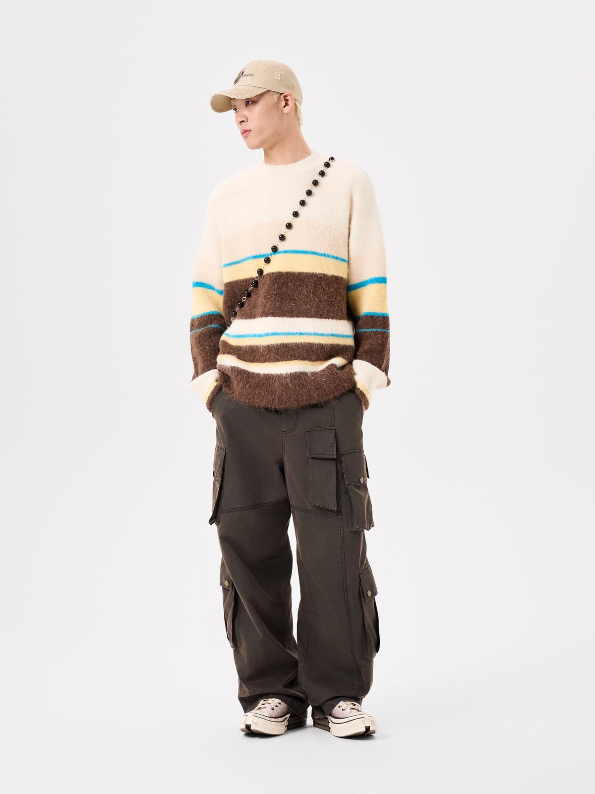 MULTICOLOR STRIPED JACQUARD KNIT PULLOVER