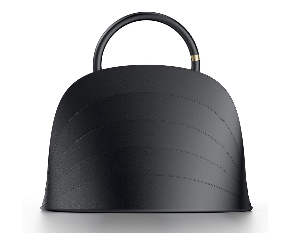 Millefoglie J handbag. Black calfskin and black onyx gemstone