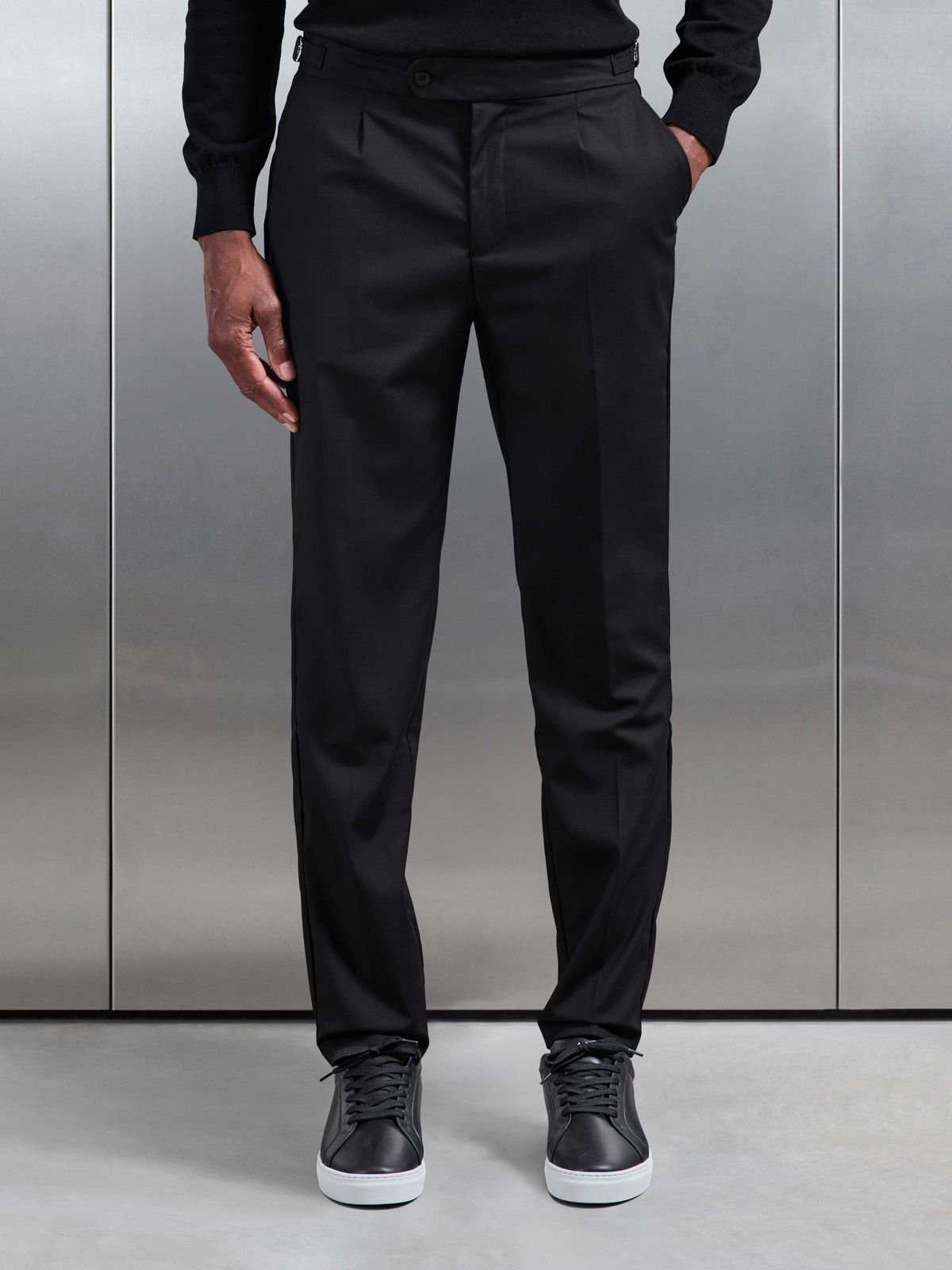 Formal Stretch Side Adjuster Trouser in Black