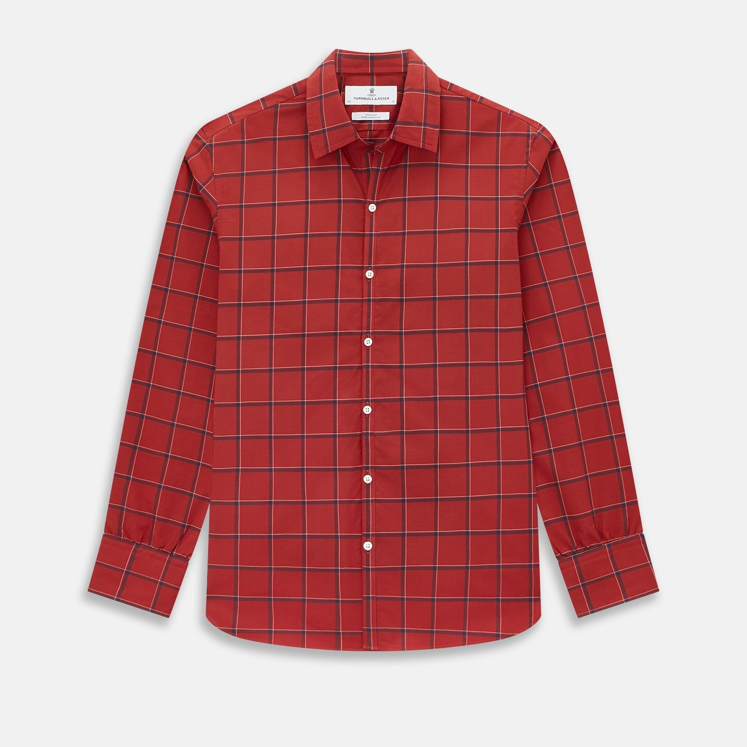 Dark Red Grid Check Windsor Shirt