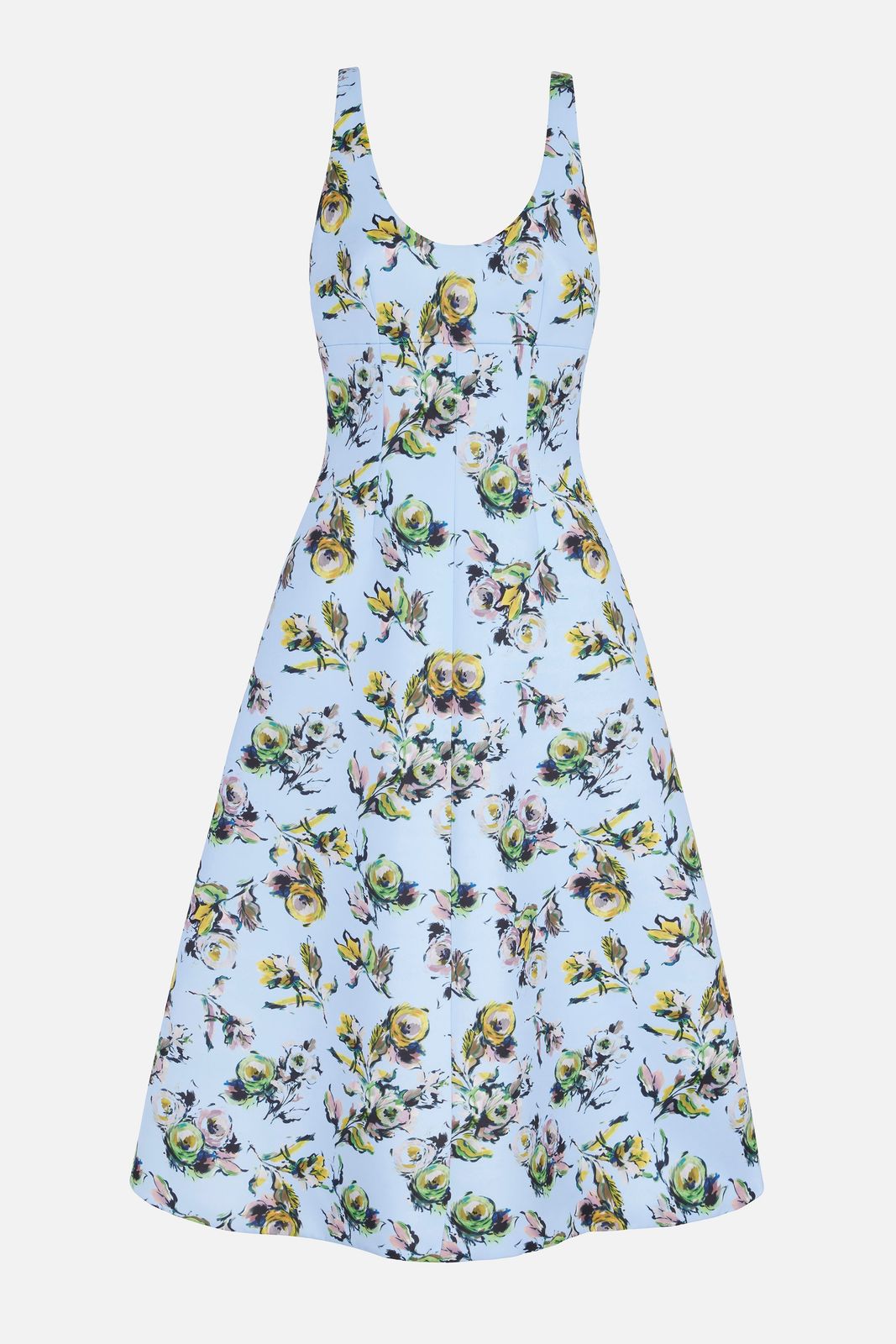 Abella Dress In Yellow & Green Floral Print Genzianella