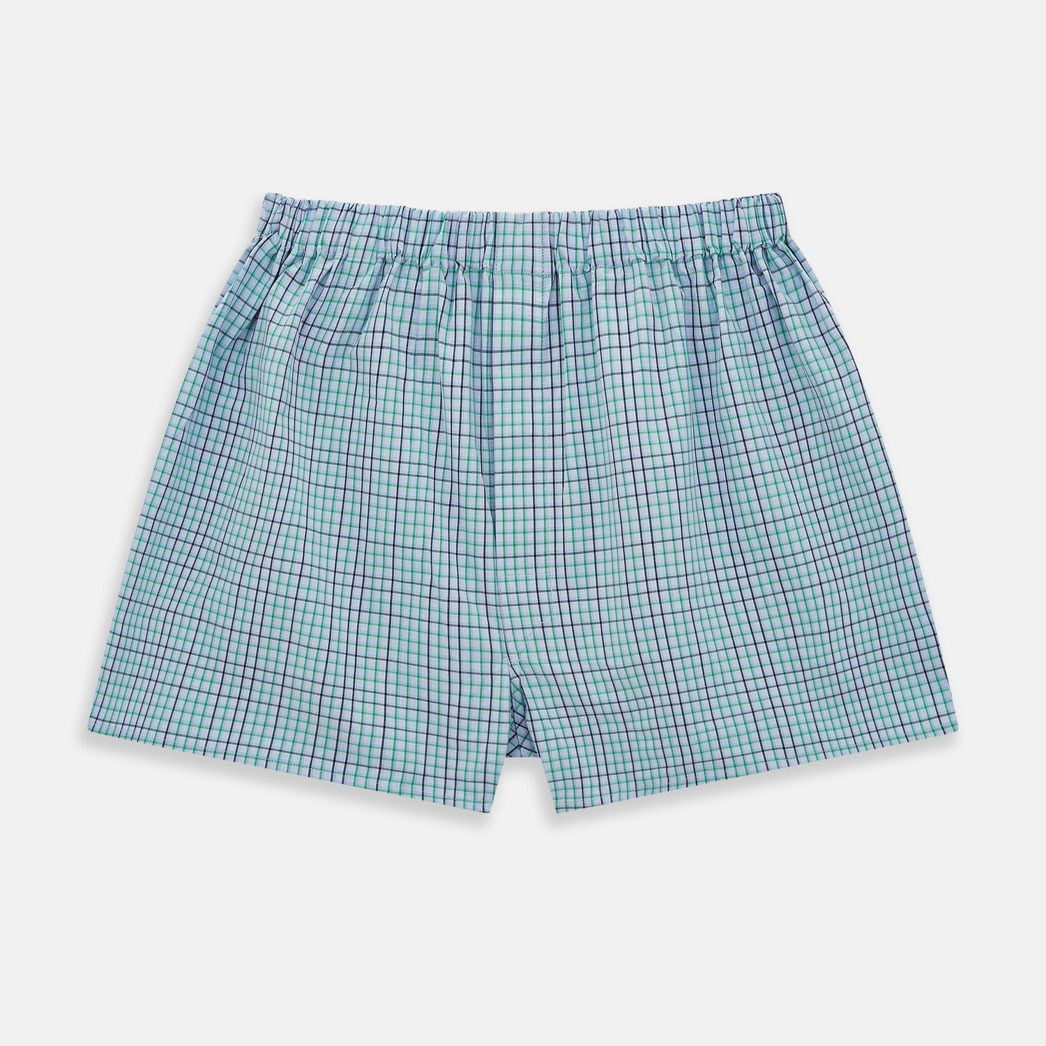 Pale Blue And Green Multi Check Godfrey Boxer Shorts