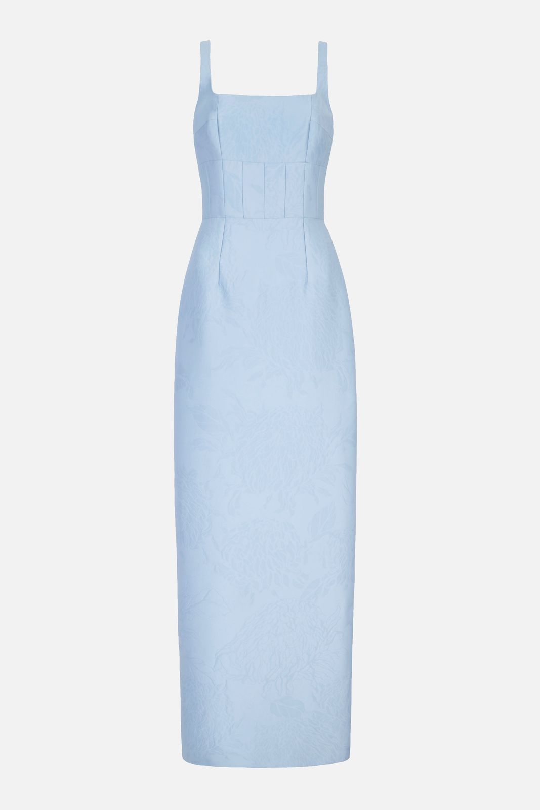 Megara Dress in Icy Blue Embossed Cloque