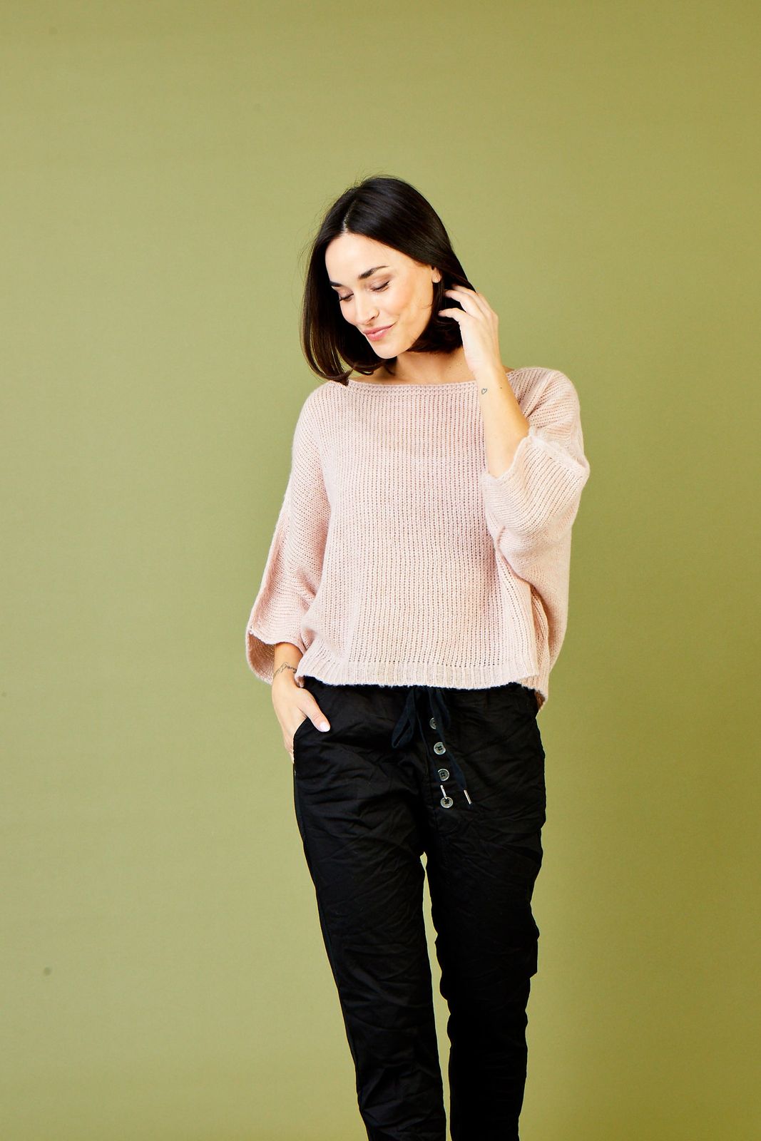 Florence Short Batwing Knit Sweater