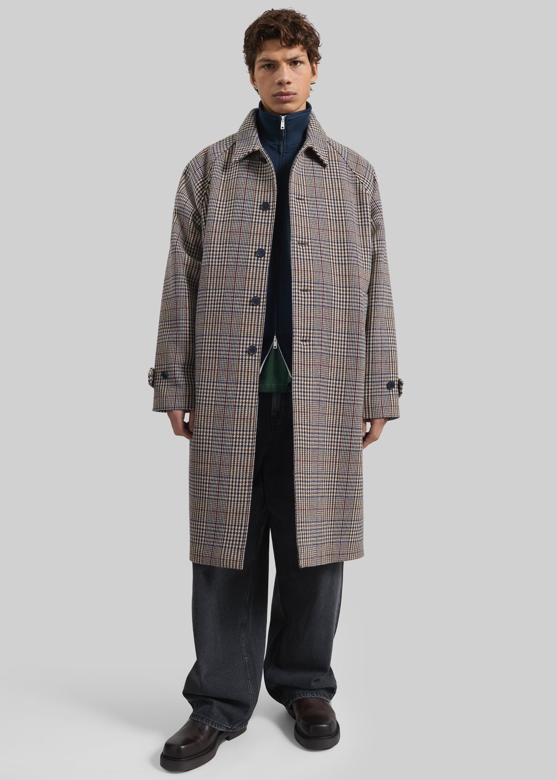 Emil Wool Trench - Beige Glen Plaid