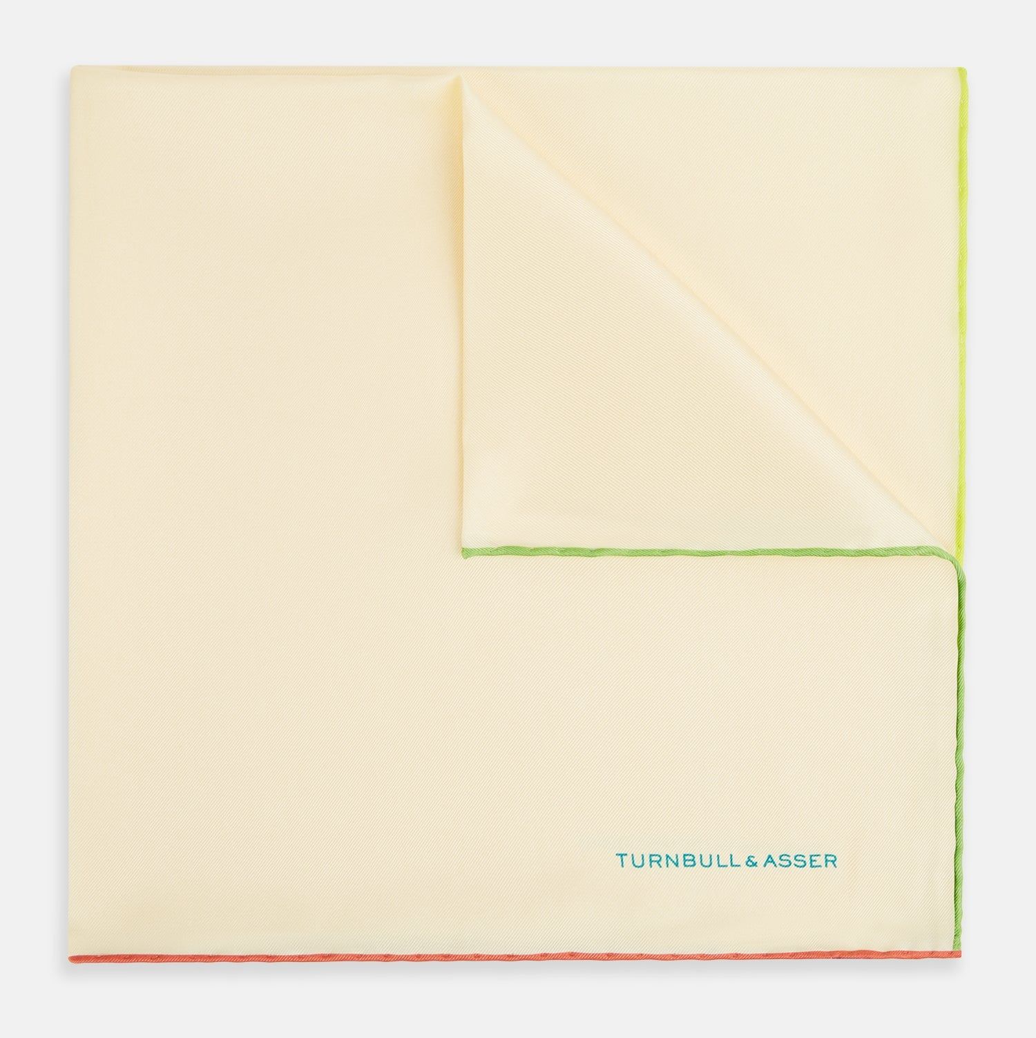 Ecru and Multicoloured Piped Silk Pocket Square