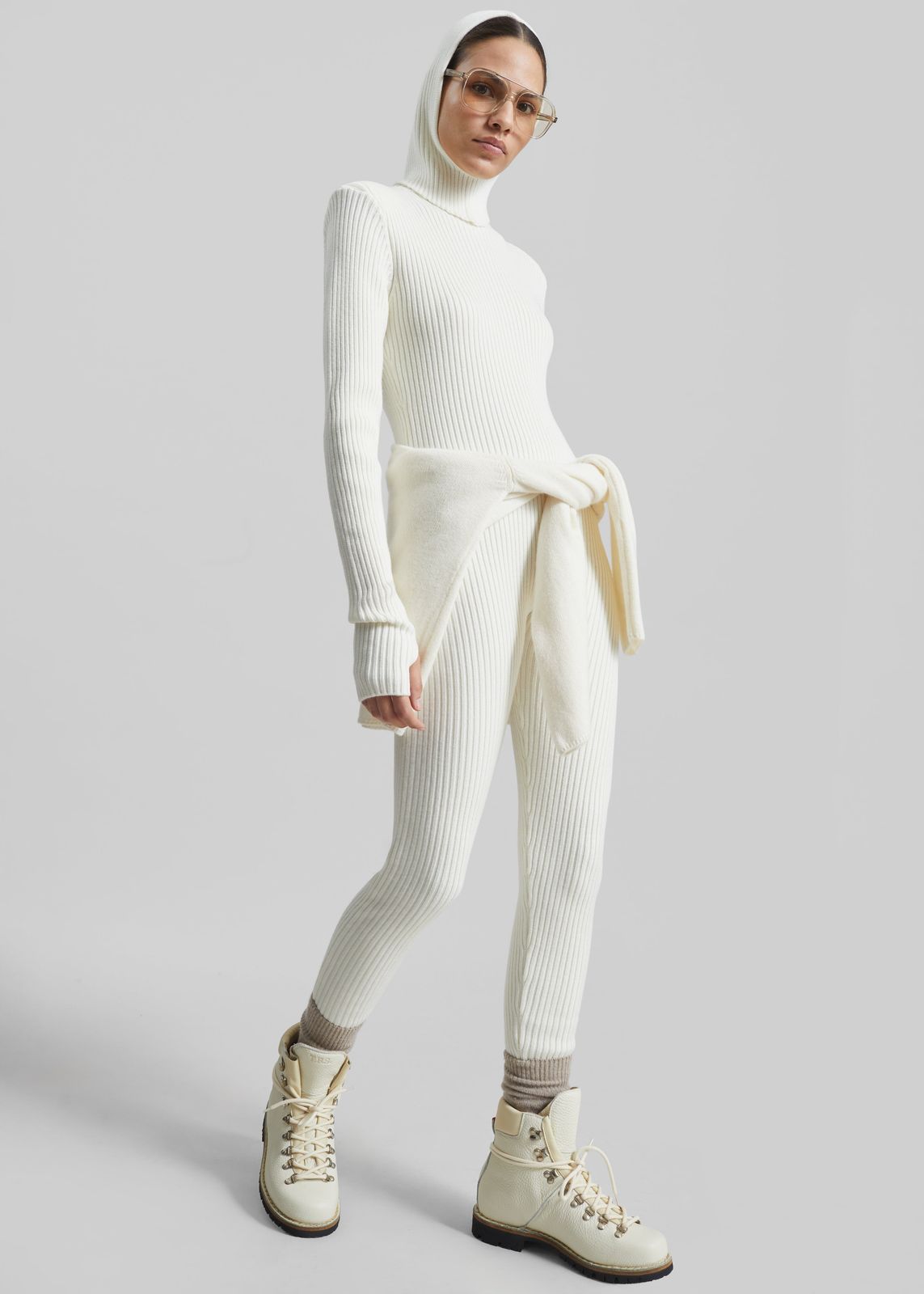 Piuma Knit Stirrup Leggings - White