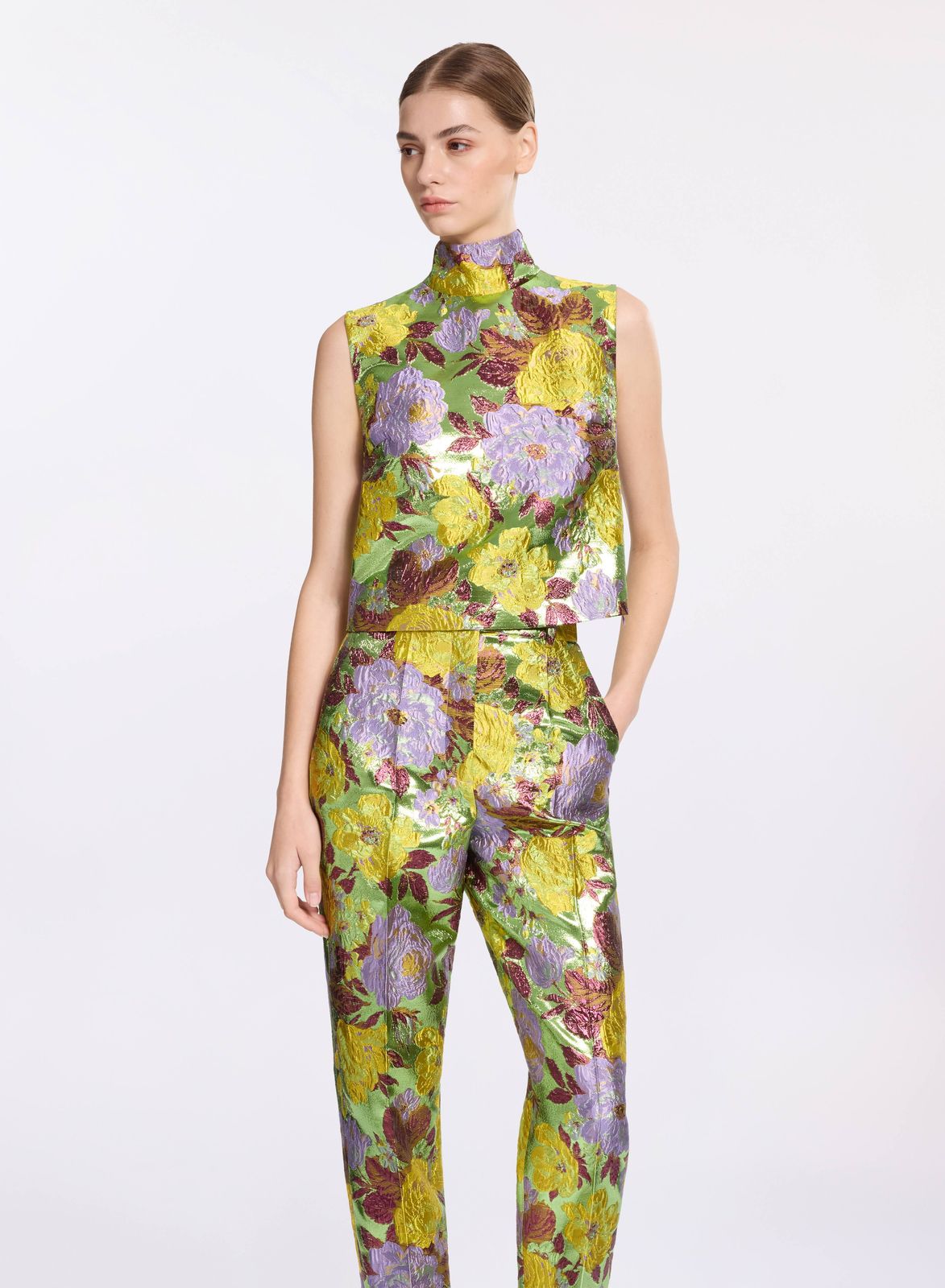 Brocade High Neck Top