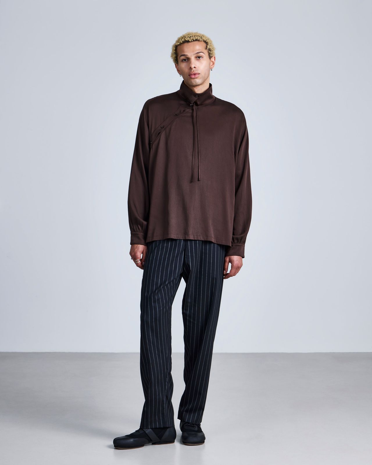 Asymmetric Henley Drape Shirt