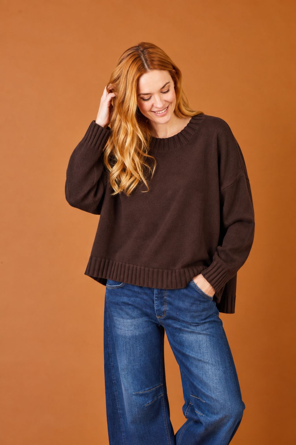 Tyler Knit Sweater With Rib Detail Trim
