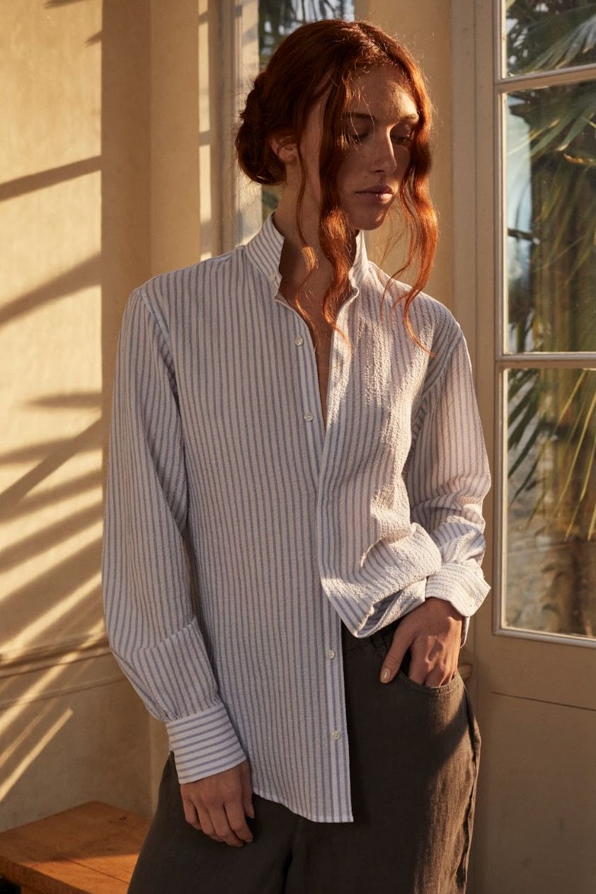 Chemise AMAZONE SEERSUCKER Rayée Bleue