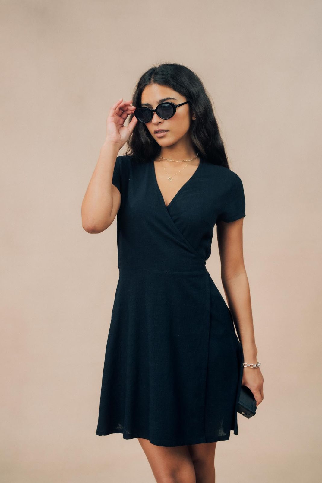 Linen Blend Mini Dress