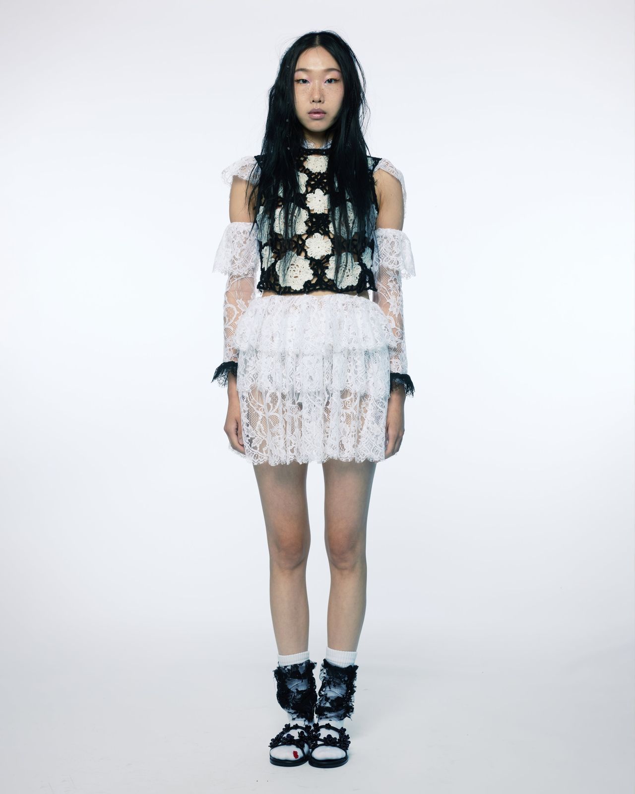 CROCHET LACE MINI DRESS