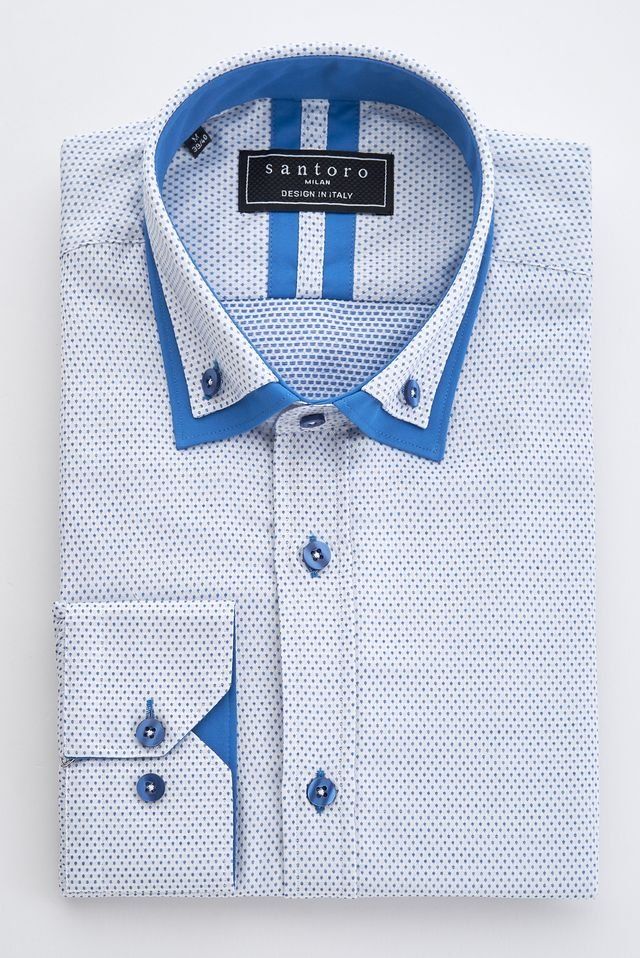Blue Accent Micro-Dot Shirt