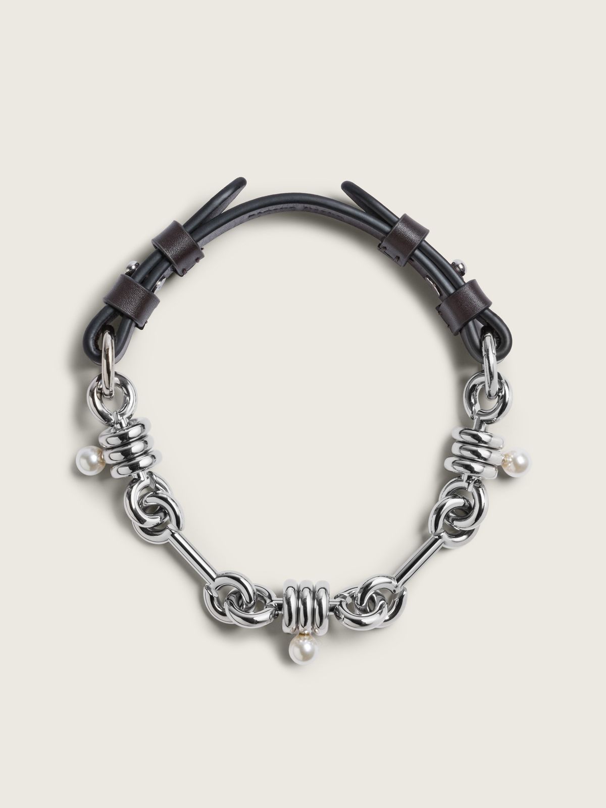 Bridle Stacked Link Pearl Chain Necklace