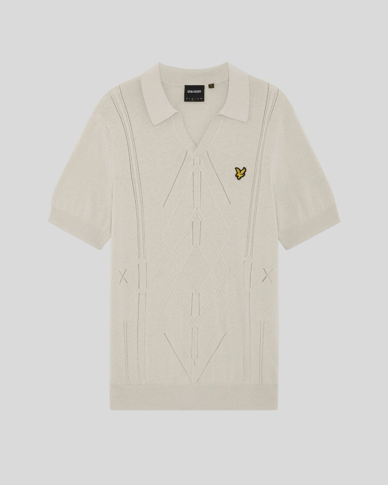 Open Collar Argyle Knitted Polo Shirt