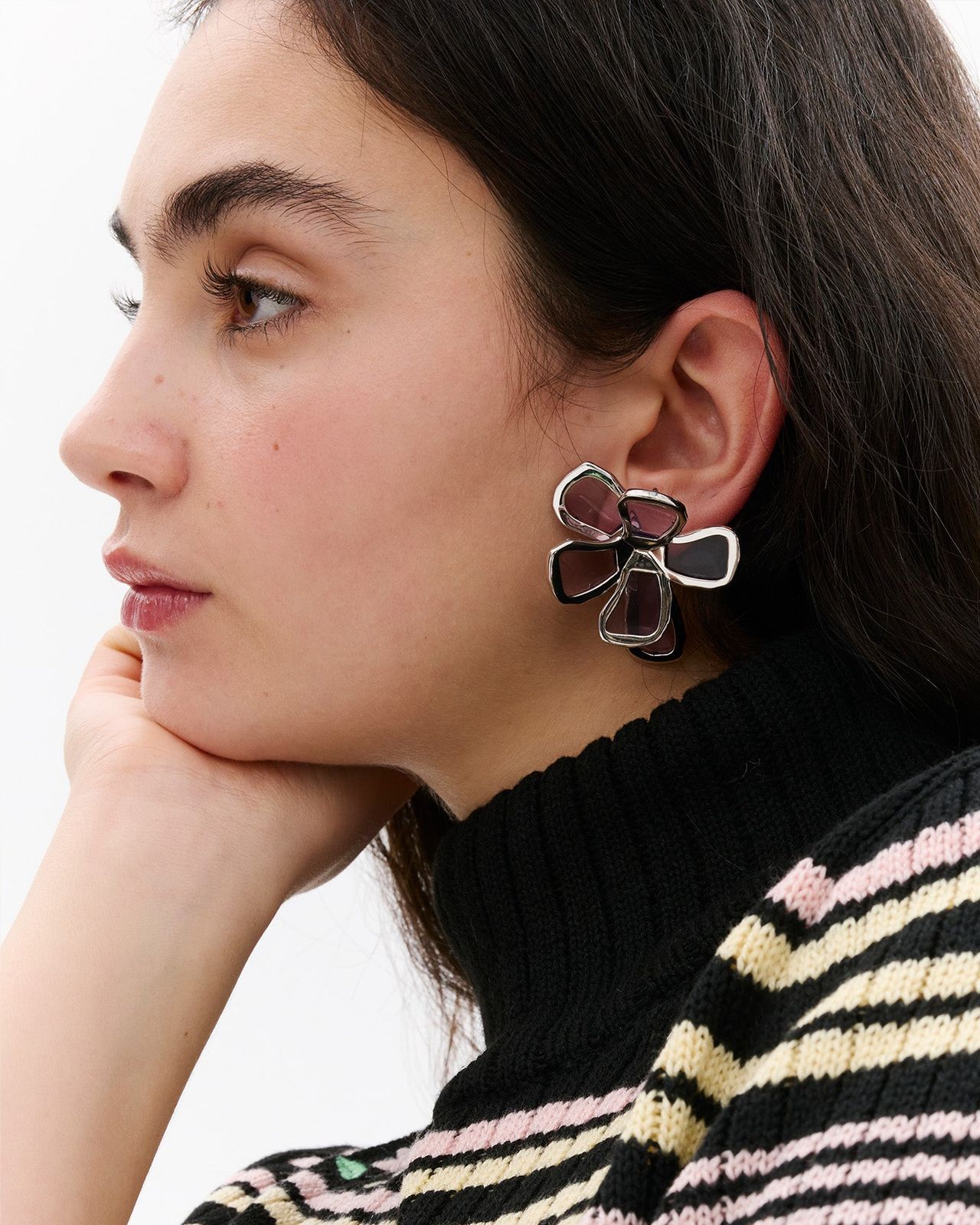 STAIN GLASS FLOWER EARRING