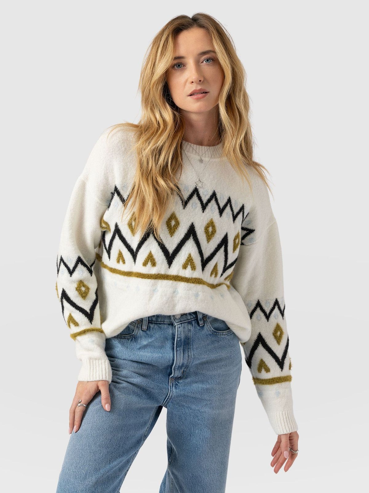 Allana Fairisle Jumper - White