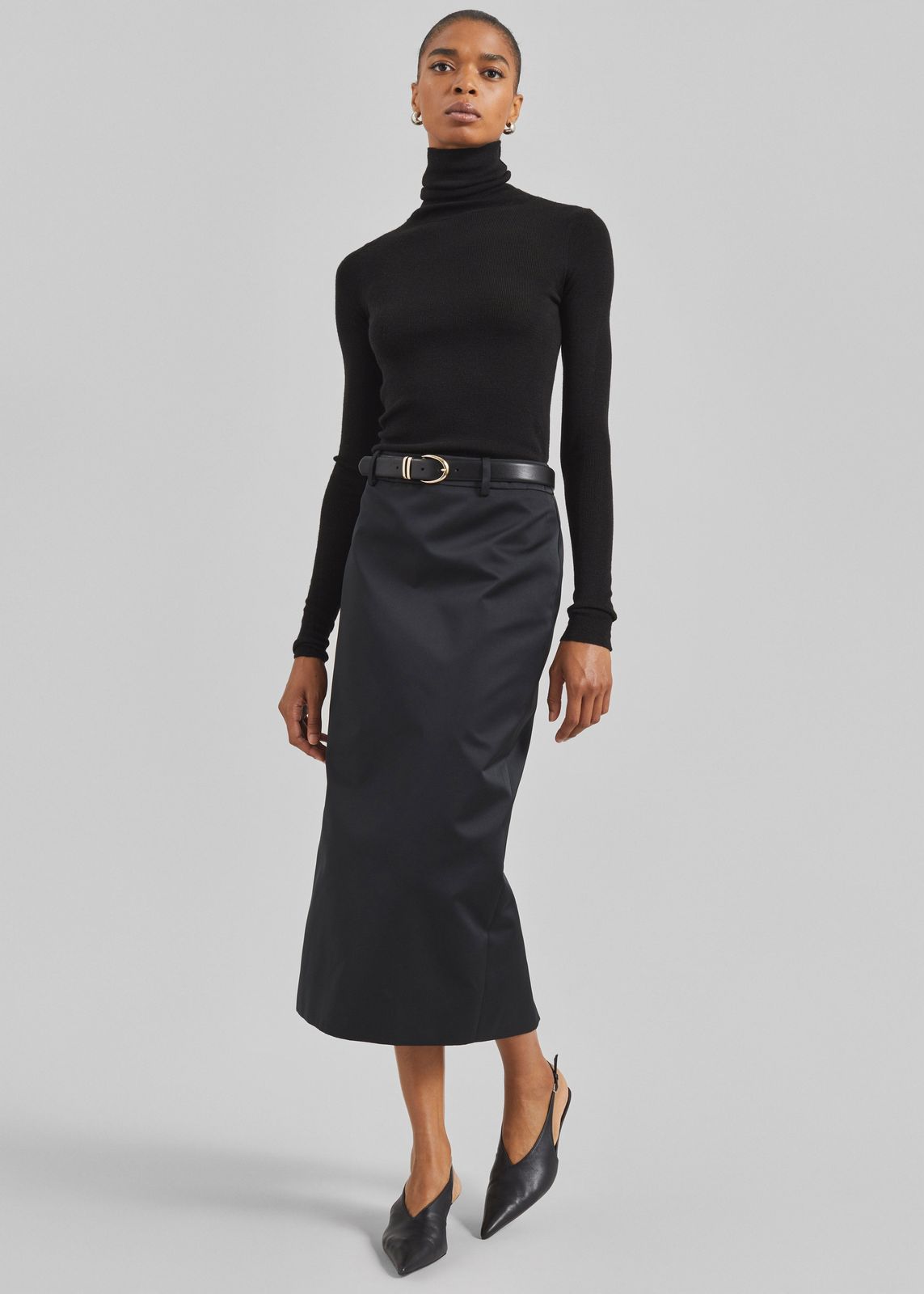 Alrose Satin Midi Skirt - Black