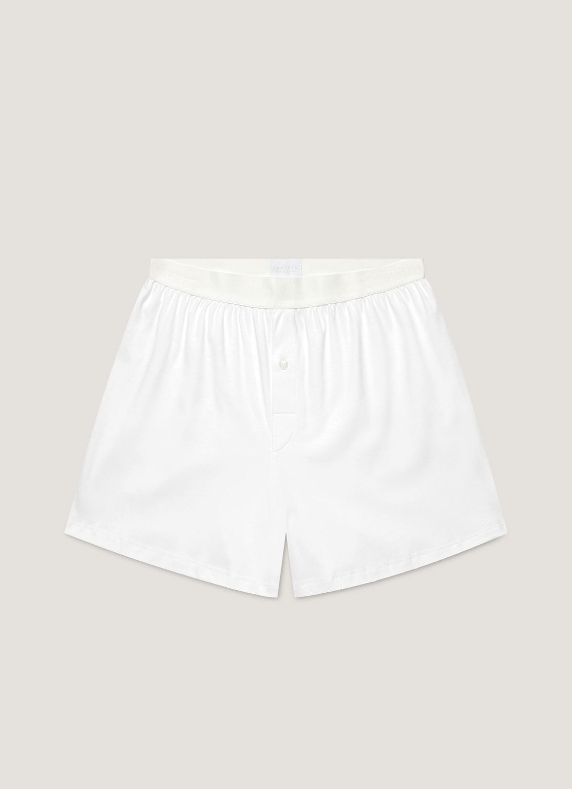 Men's Sea Island Cotton One-Button Boxer Short in White