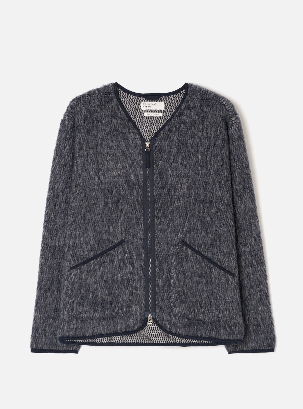 Navy/Pale Grey Losso Mohair Mix Zip Liner Jacket
