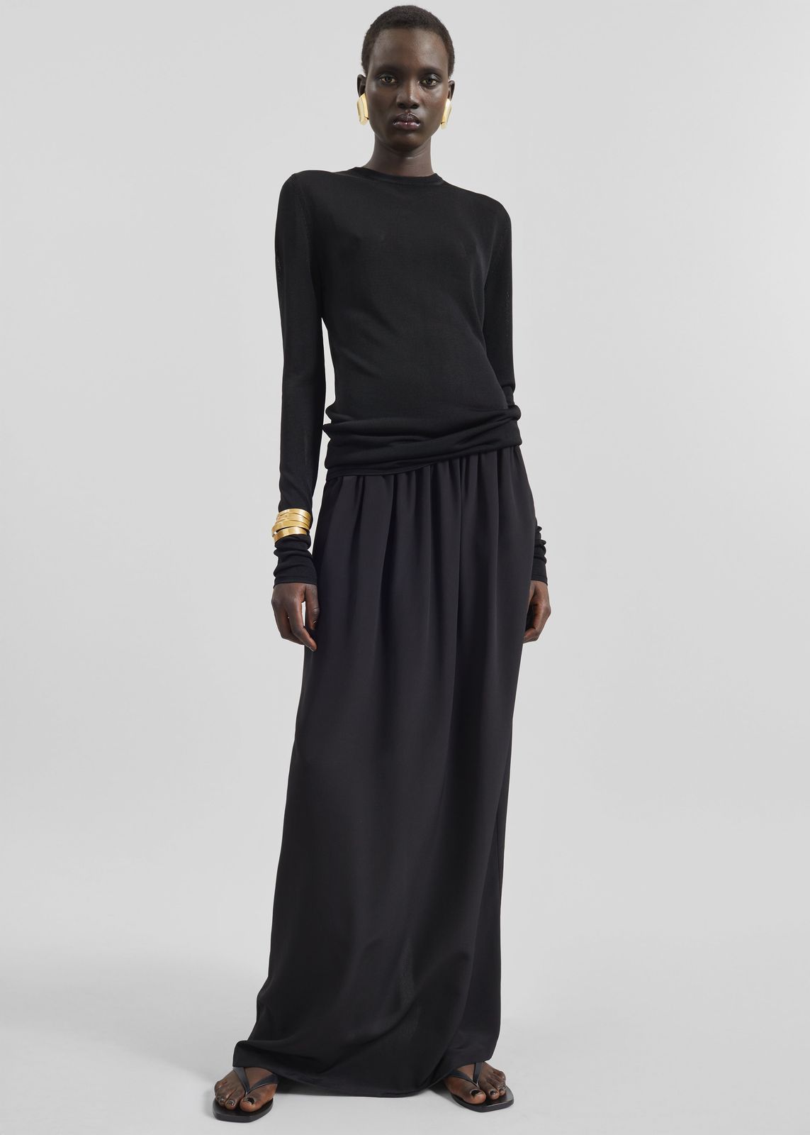 Sibena Silk Maxi Skirt - Black
