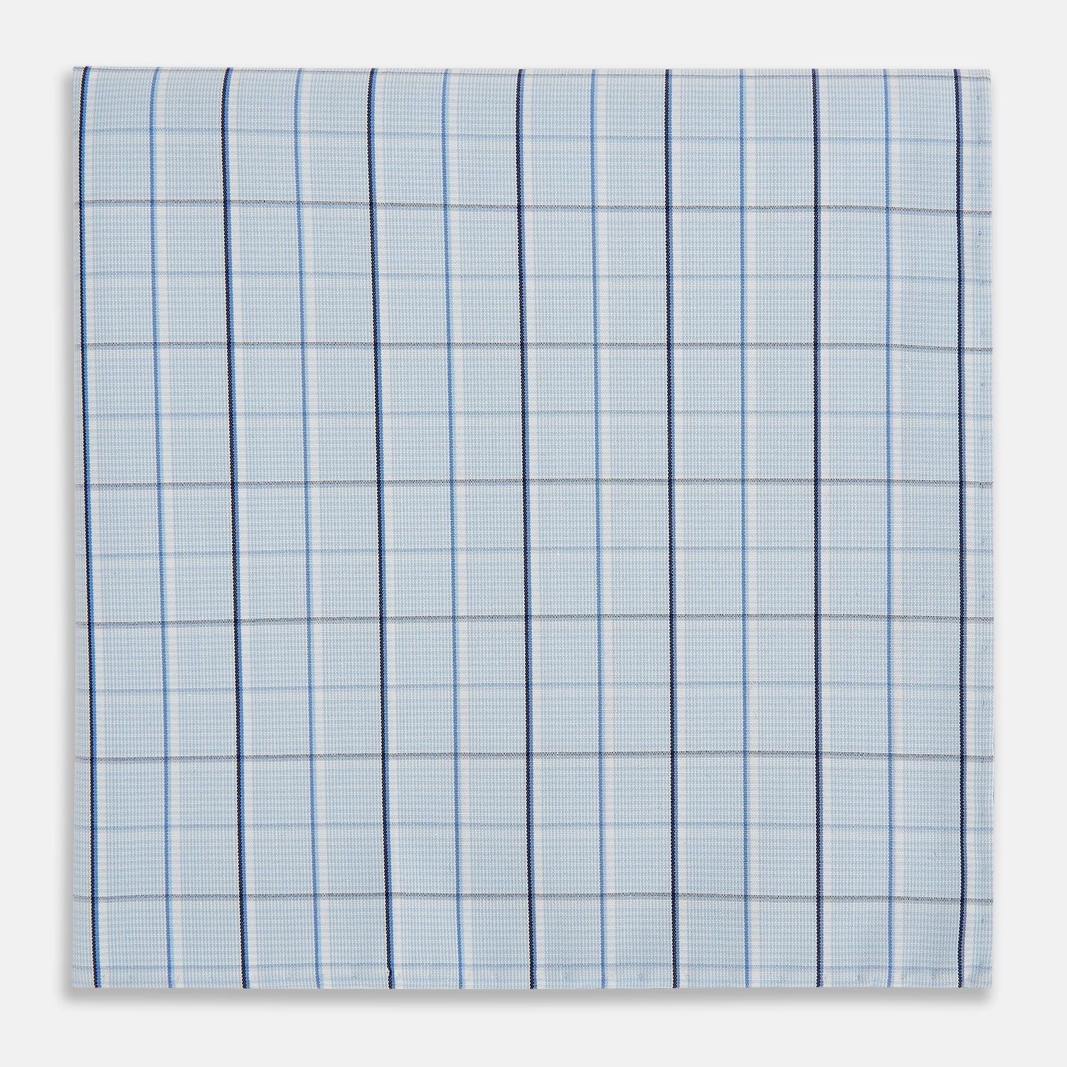 Navy and Blue Combination Check Hand-Rolled Handkerchief