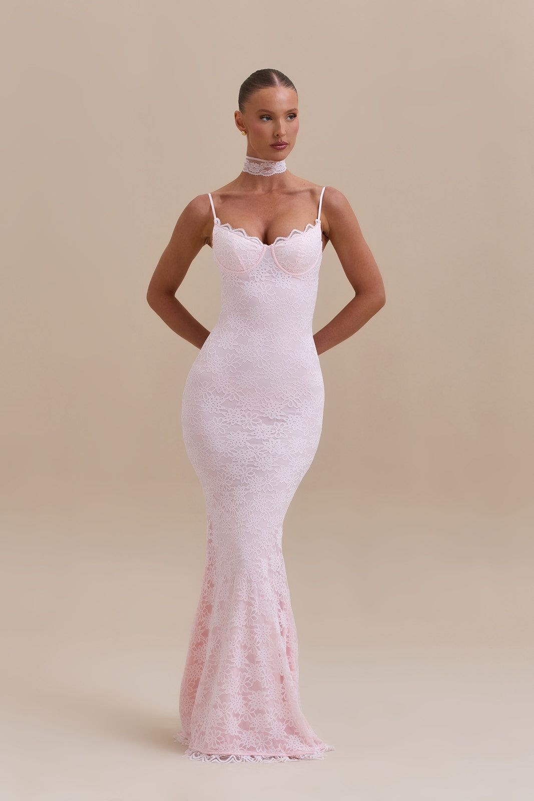 LEAH LACE MAXI DRESS | BABY PINK