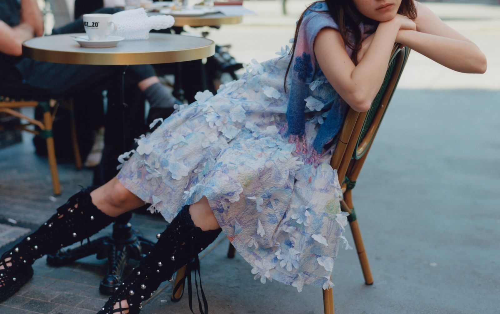 FLOWER-LASER CUT MINI DRESS