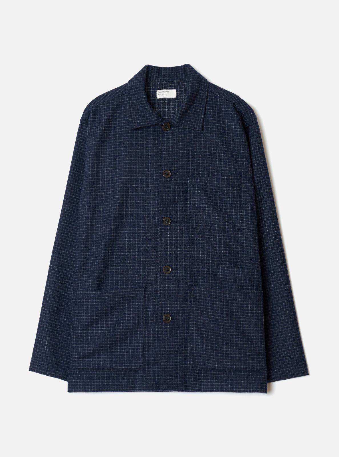 Navy Check Bobby Wool Mix Bakers Overshirt