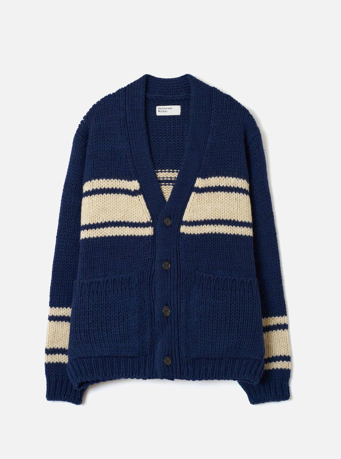 Navy Chunky Knit Stripe Langdale Cardigan