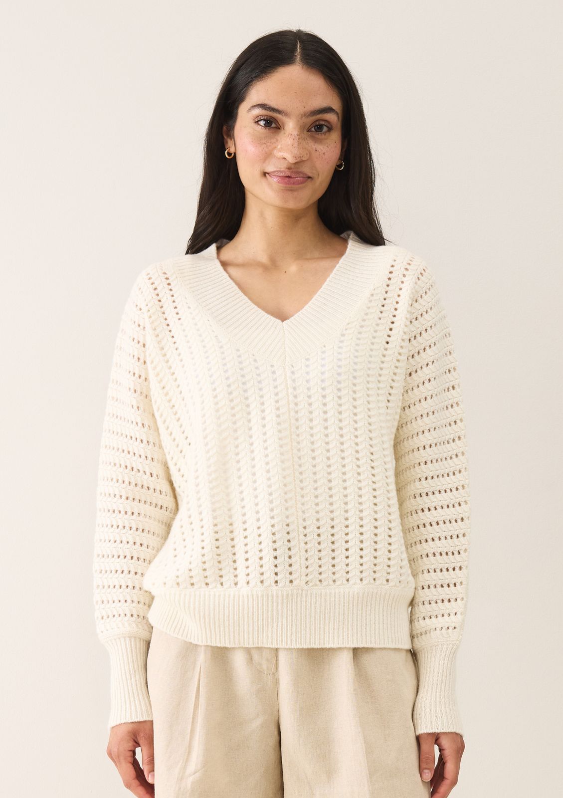 Pointelle Sweater in Snow White