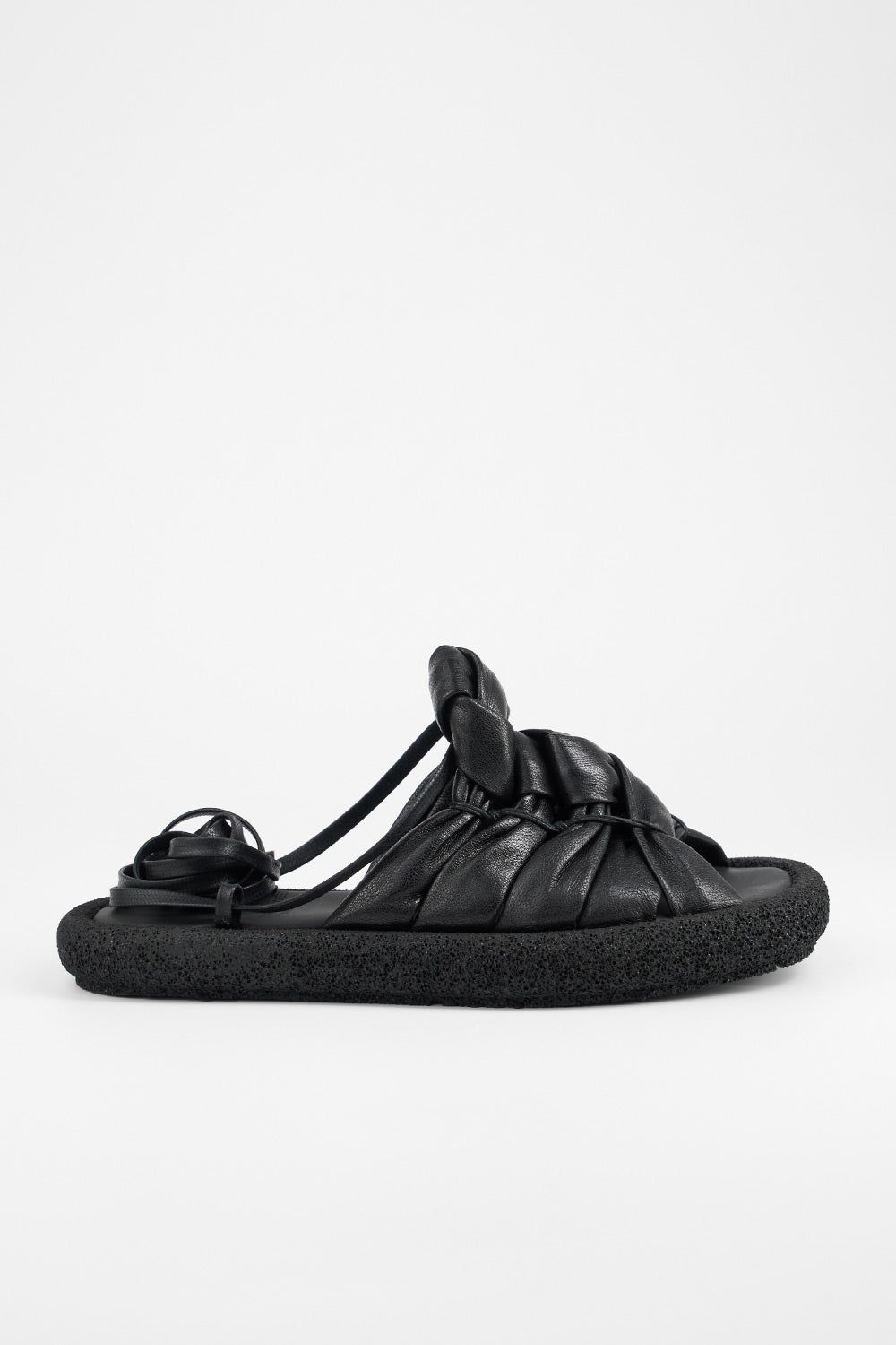 DEVON jet-black braided lightweight sandals.