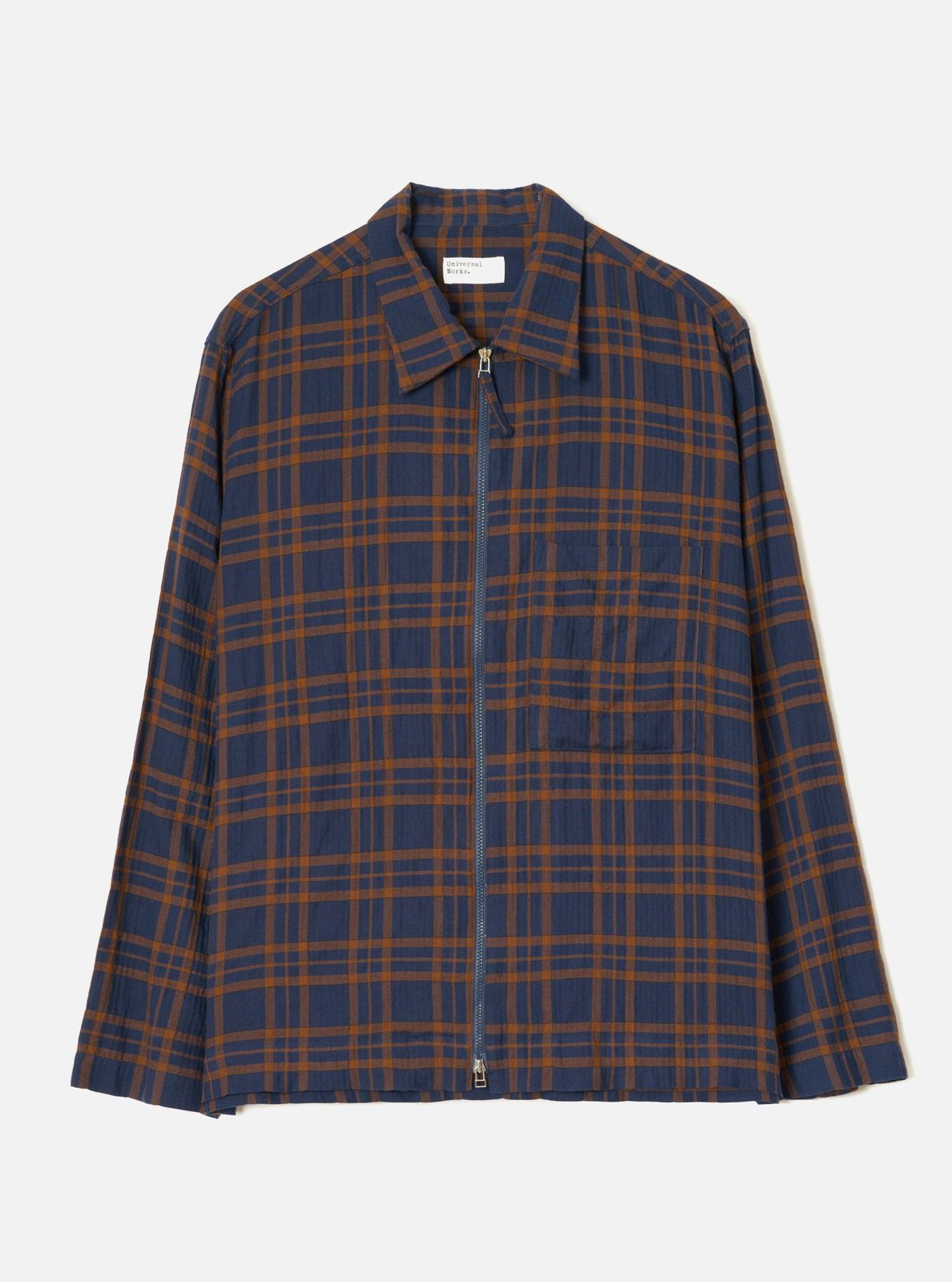 Navy/Brown Young Check Zip Shirt