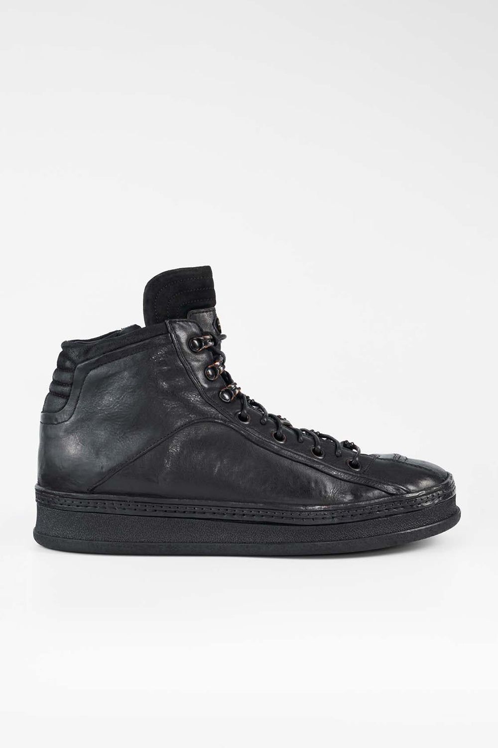 COLE urban-black asymmetric welted high sneakers.