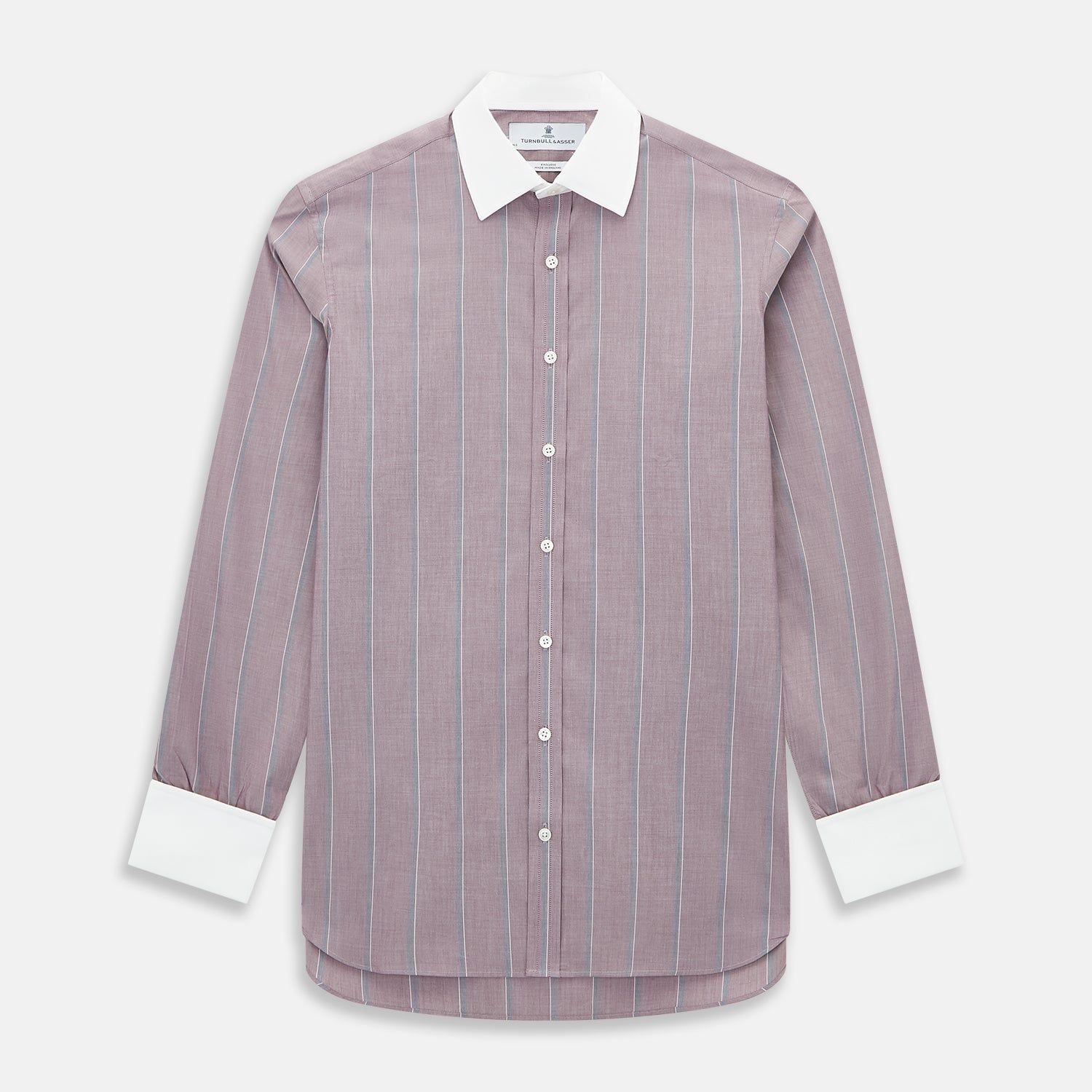 Light Porto Red Track Stripe Shirt with Contrast T&A Collar and Cuffs