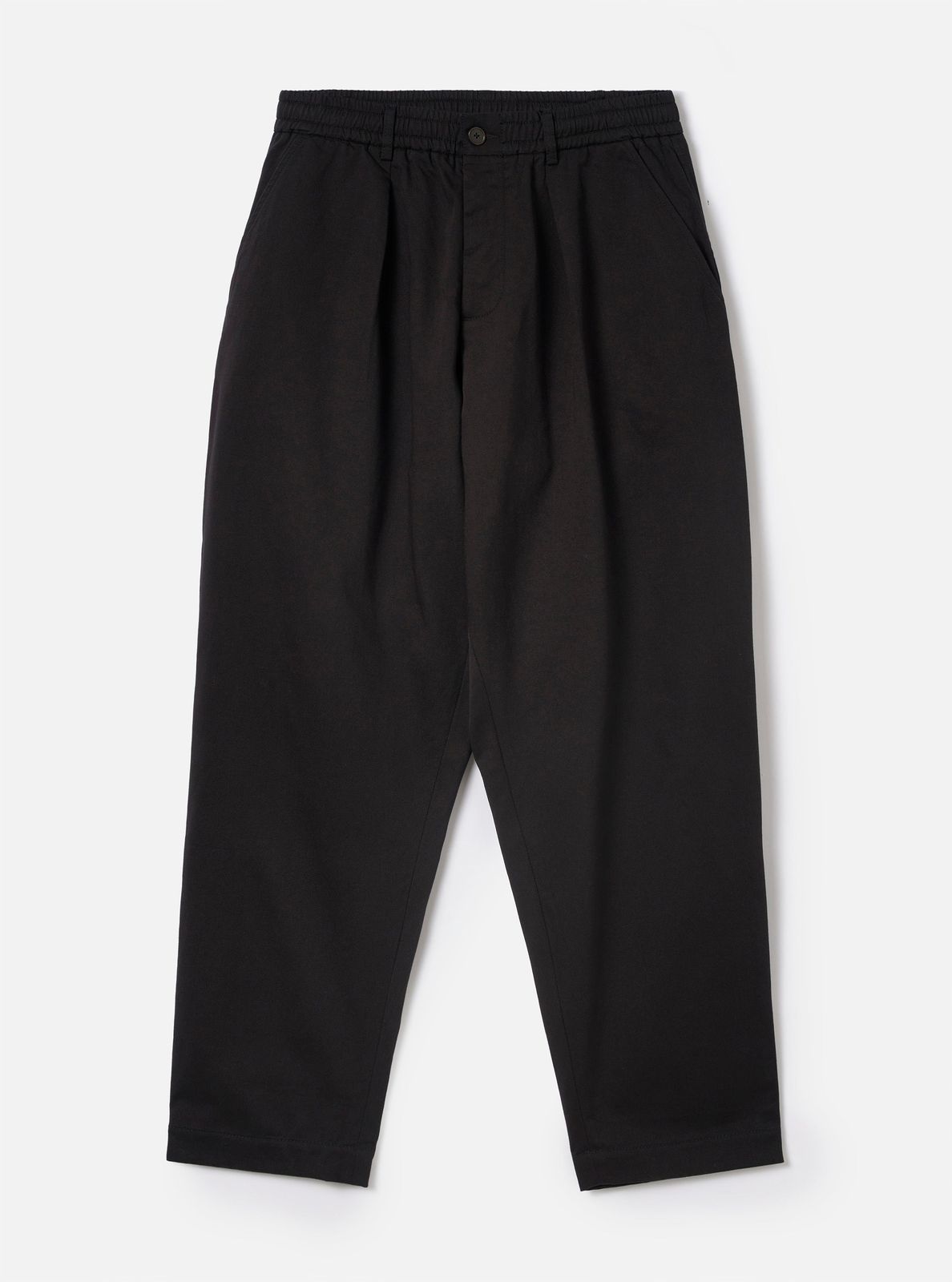 Black Twill Pleated Track Pant