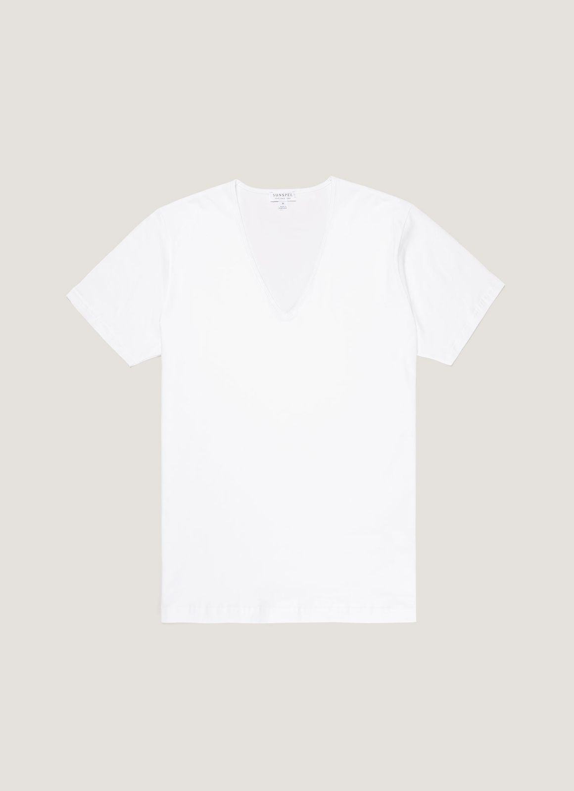 Men's Superfine Cotton V-neck Underwear T-shirt in White