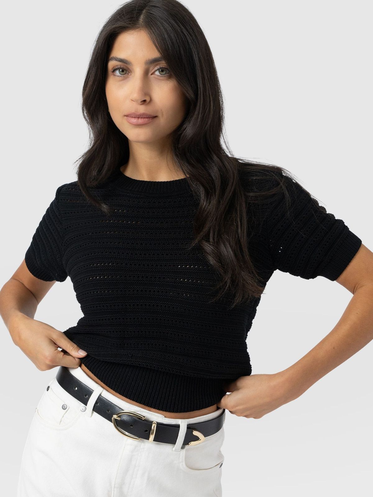 Ester Short Sleeve Knit - Black