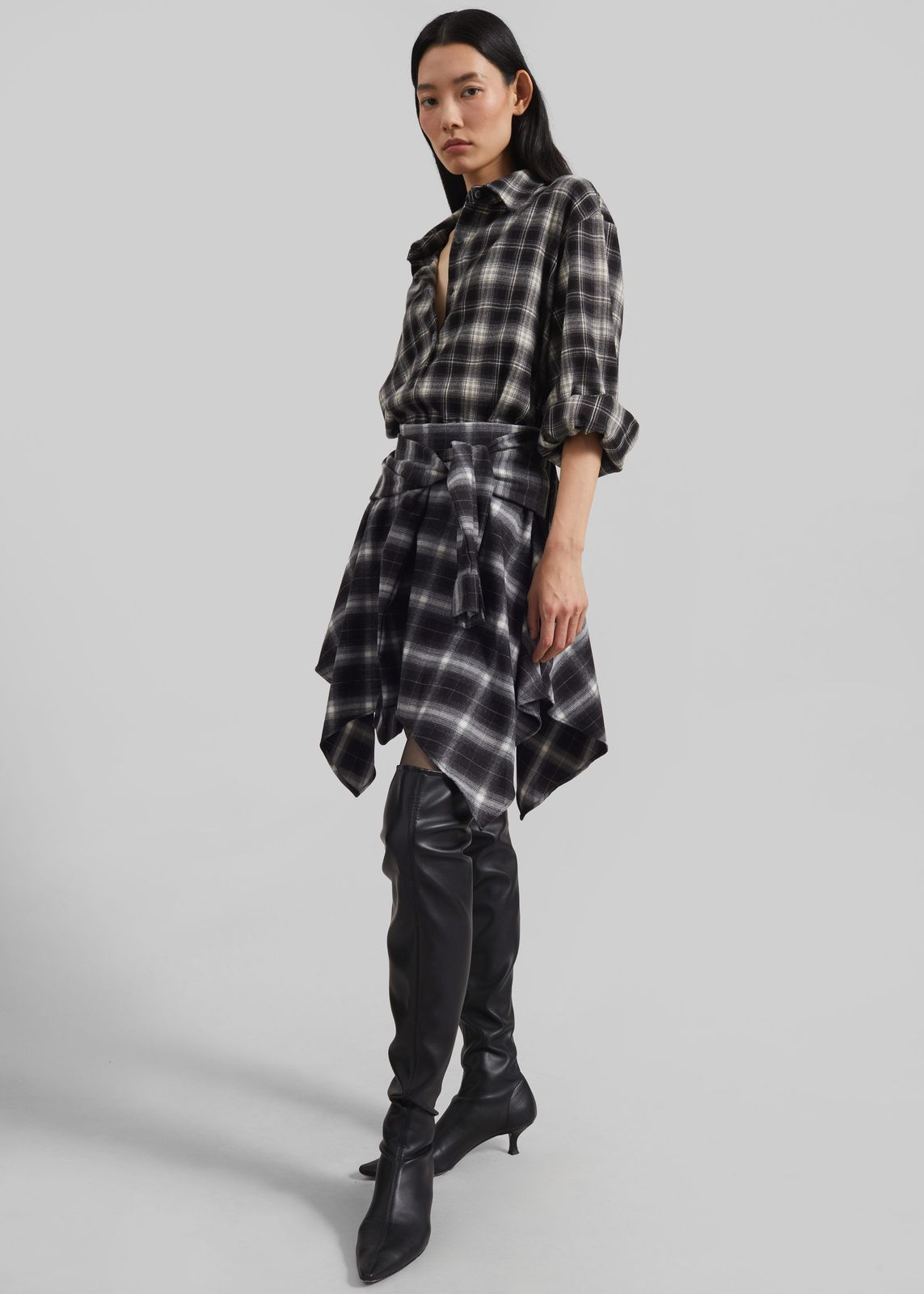 Alix Tie Skirt - Black Plaid