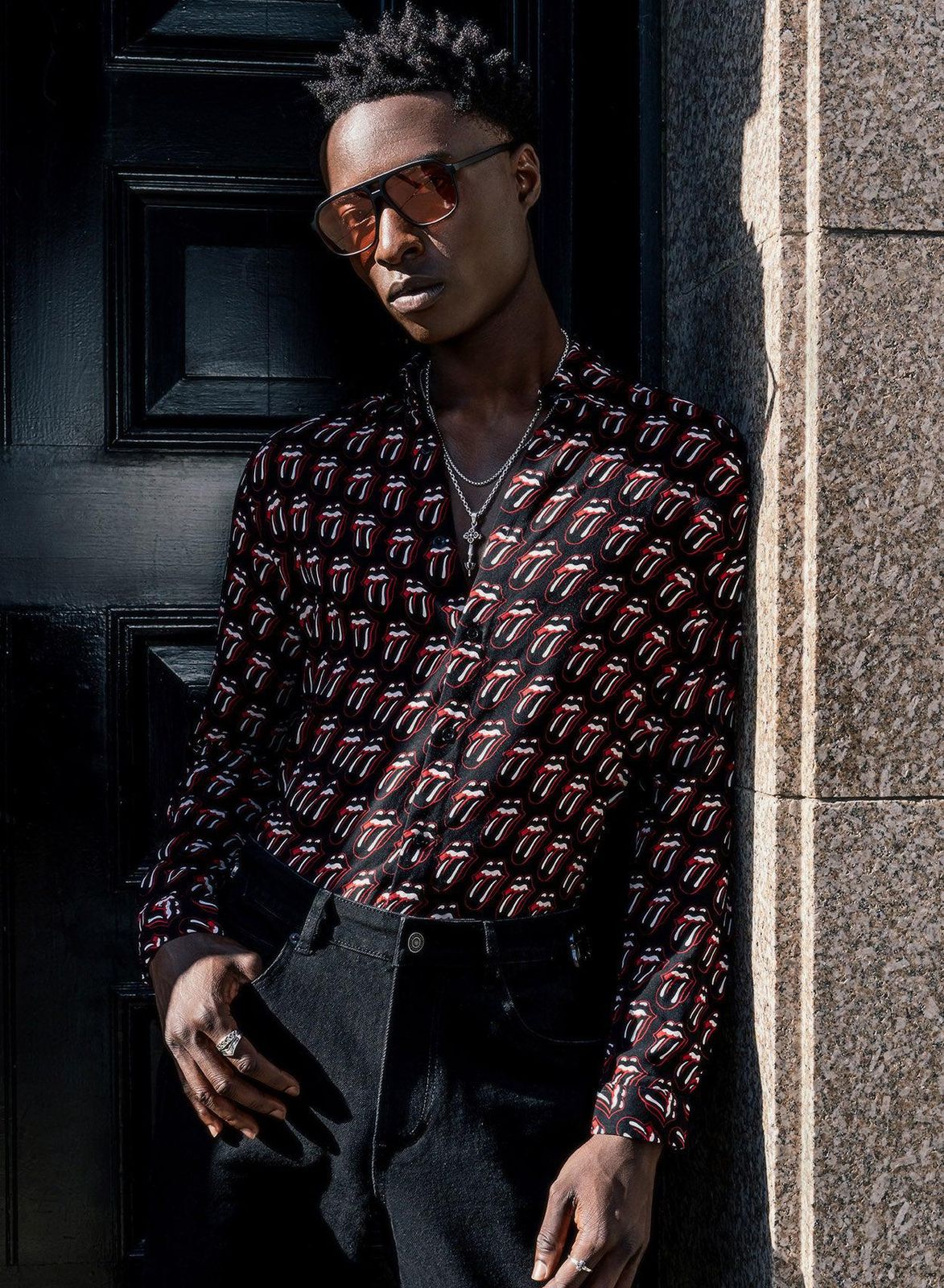 Phix X Rolling Stones Black Tongue Viscose Shirt