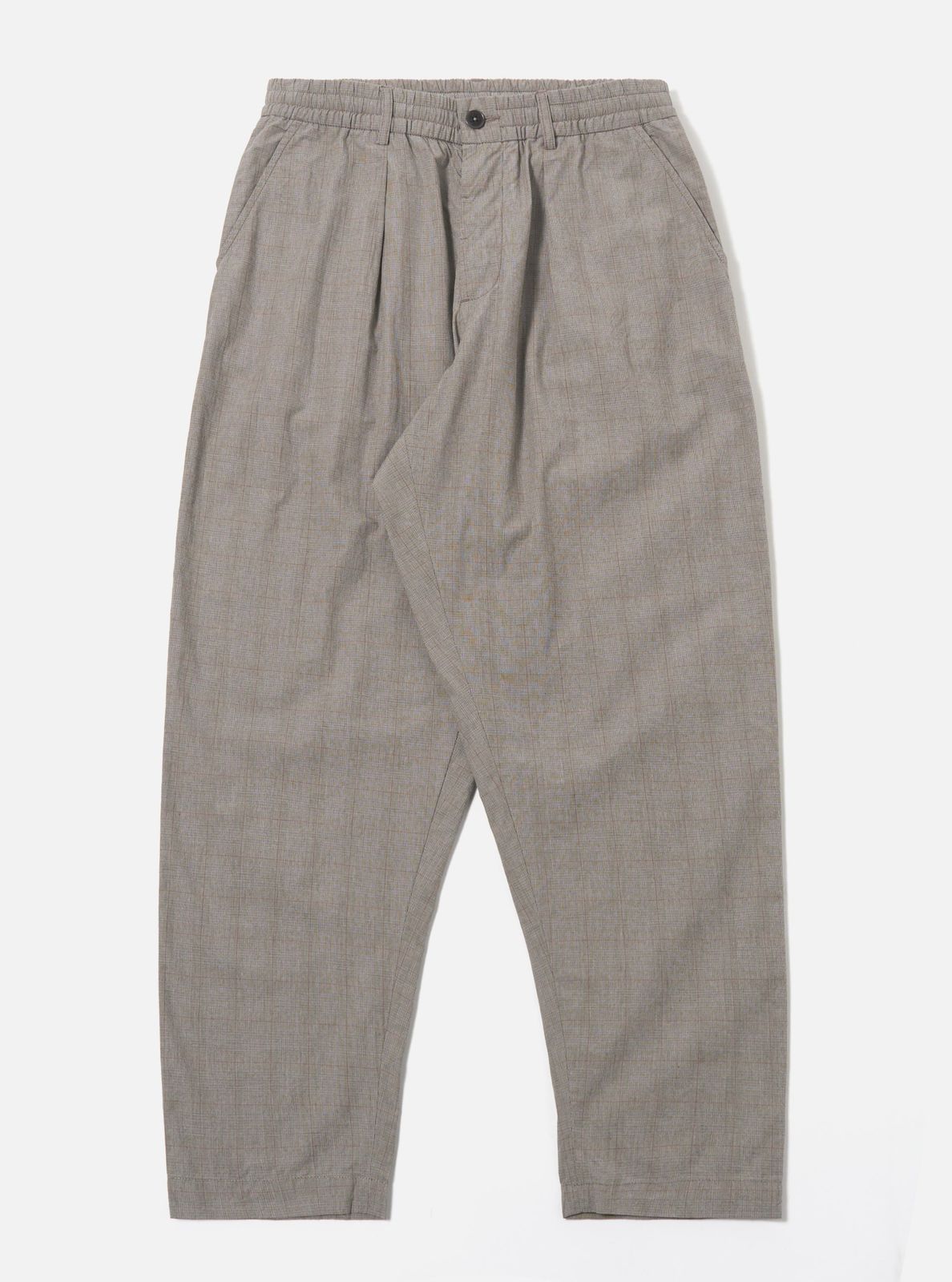 Grey Brown Wales Glen Check Pleated Track Pant