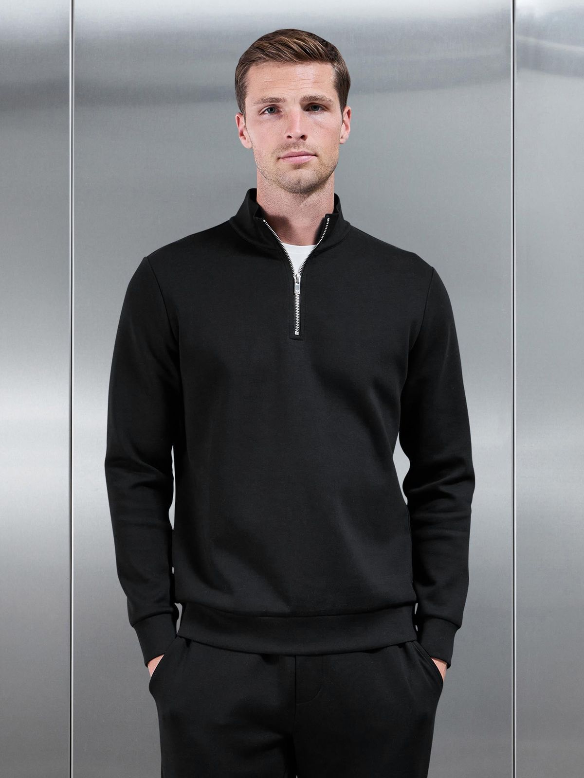 Interlock Jersey Half Zip in Black