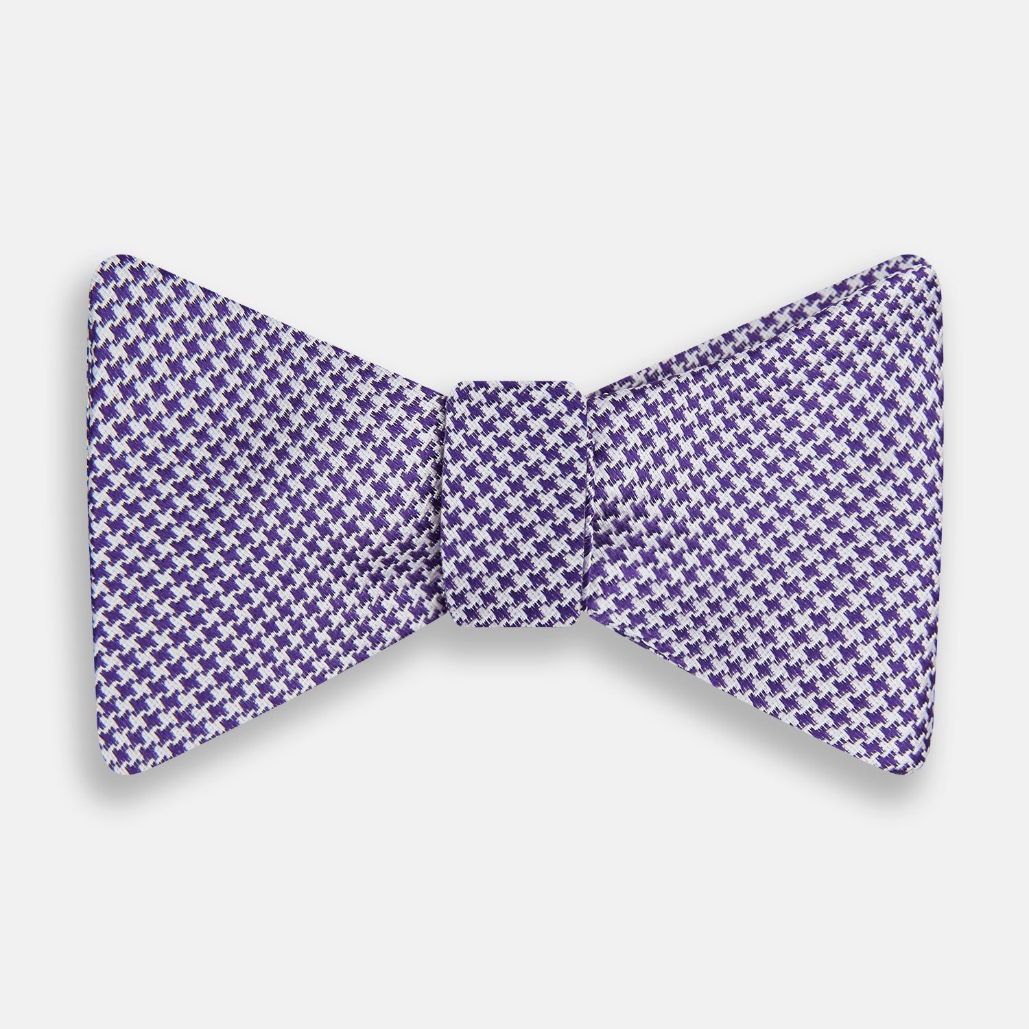 Purple and White Hounstooth Silk Bow Tie