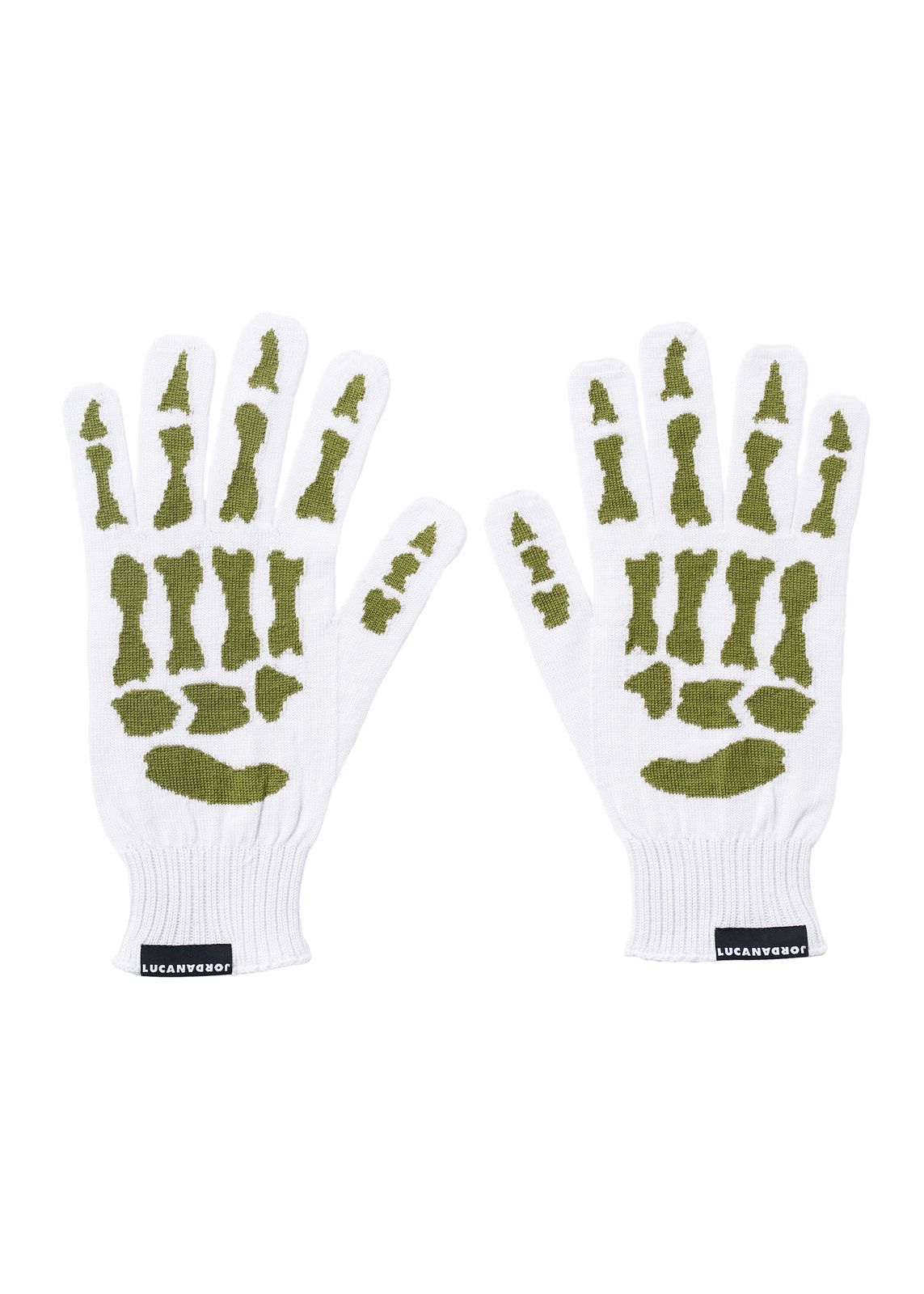 SKELETON GLOVES - WHITE/GREEN